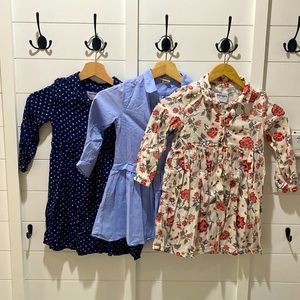 Lot of 3 adorable girls long sleeved dresses size 5T .